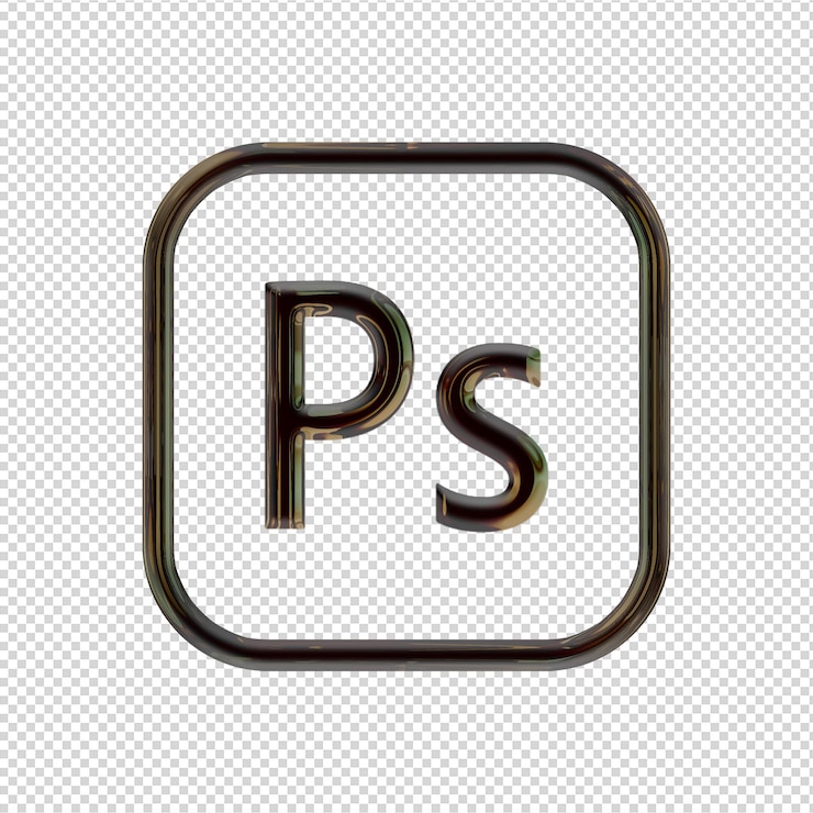 PSD rendering 3d di adobe photoshop nero lucido