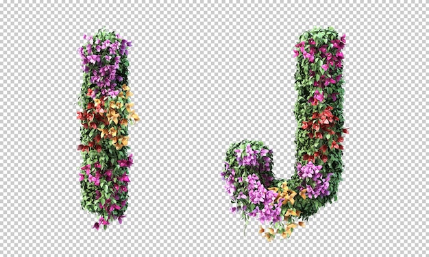 Rendering 3D di alfabeto Bougainvillea
