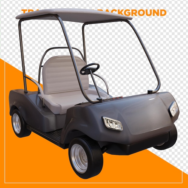Rendering 3D di auto da golf con sfondo trasparente