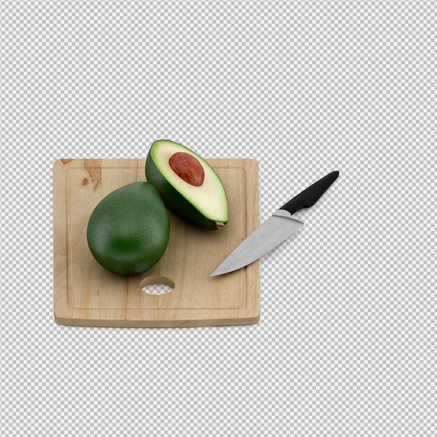 rendering 3D di avocado