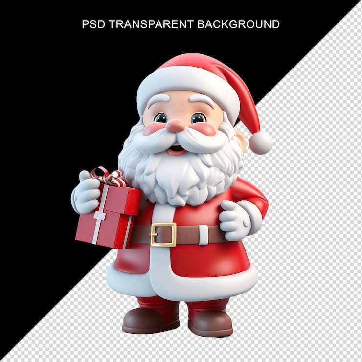 PSD rendering 3d di babbo natale con uno sfondo trasparente in psd