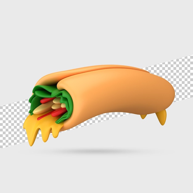 Rendering 3d di burrito messicano