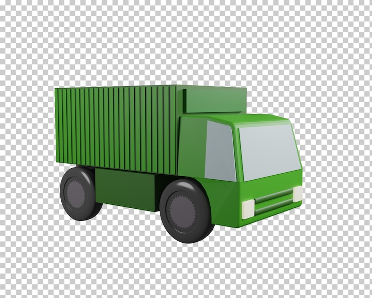 PSD rendering 3d di camion merci verdi