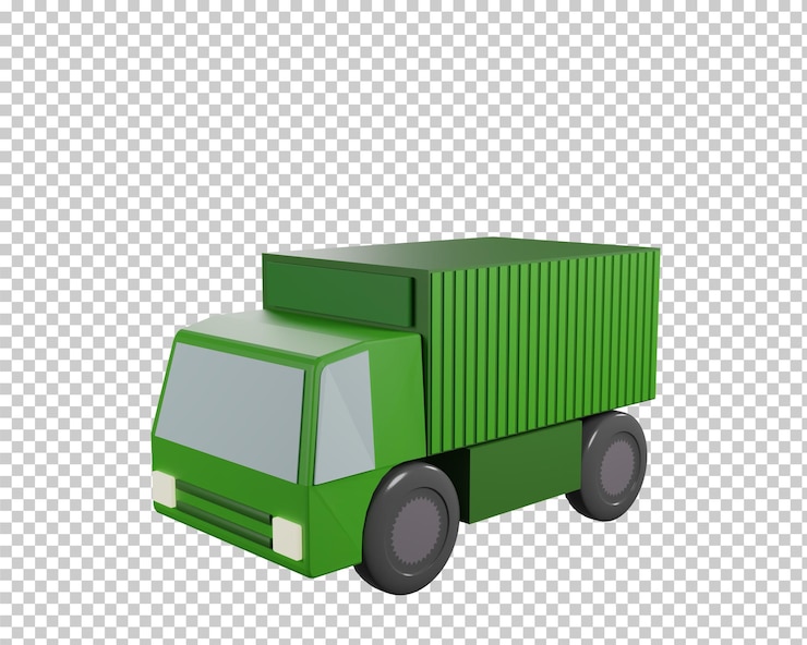 PSD rendering 3d di camion merci verdi