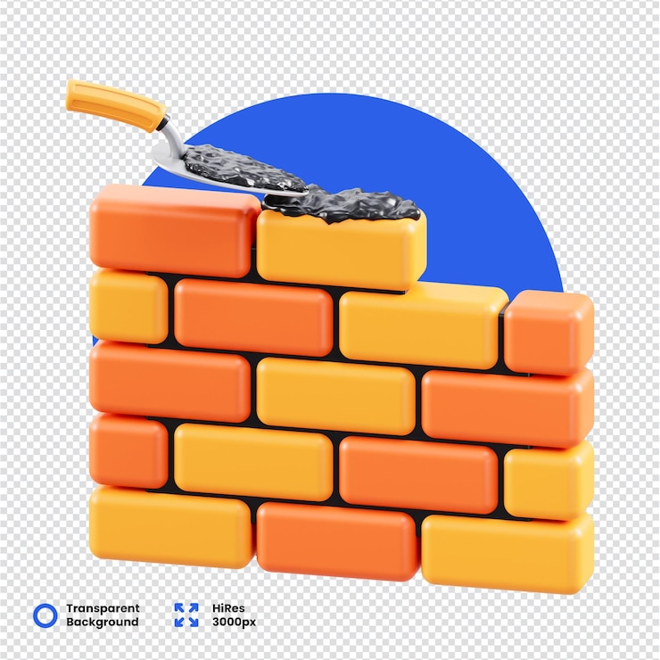 PSD rendering 3d di costruzioni in mattoni