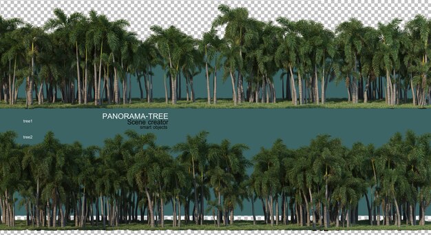 Rendering 3D di disposizione ad albero grandangolare