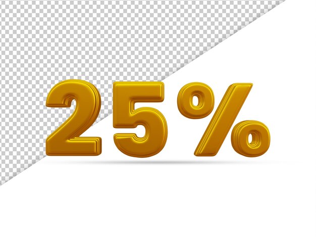 Rendering 3D Di Effetto Testo Oro 25 Per Cento