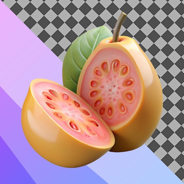 Rendering 3D di fette di frutta di guava