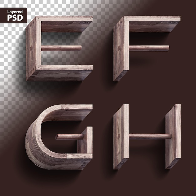 Rendering 3d di font in legno vintage