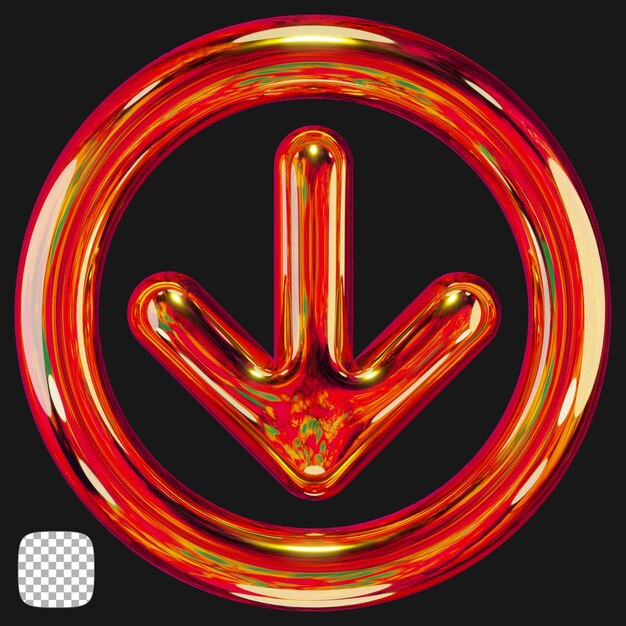 Rendering 3D di frecce metalliche su sfondo trasparente