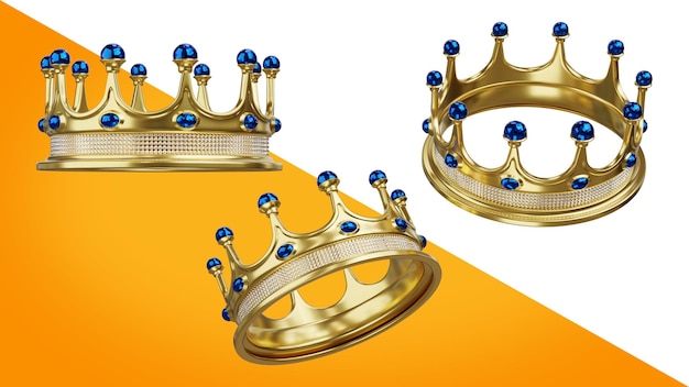 Rendering 3d di Golden Crown isolato su sfondo trasparente