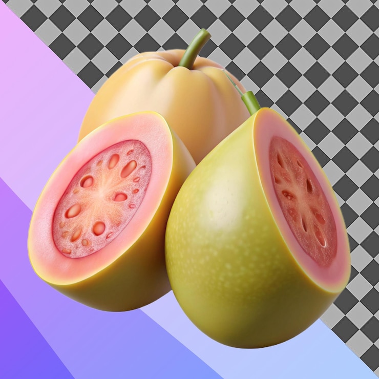 PSD rendering 3d di guave illustrazione di frutta tropicale