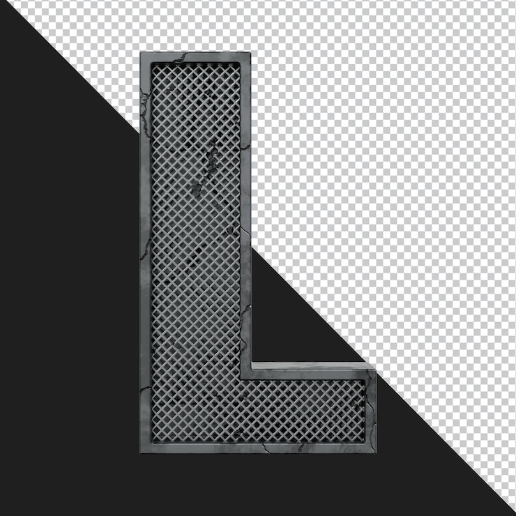 PSD rendering 3d di lettere dell'alfabeto in metallo incrinato isolato