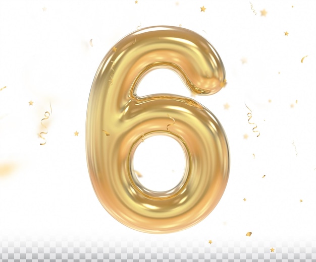 Rendering 3d di lusso numero 6 oro