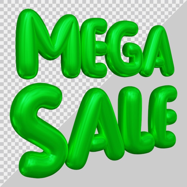 Rendering 3d di mega testo di vendita con stile moderno