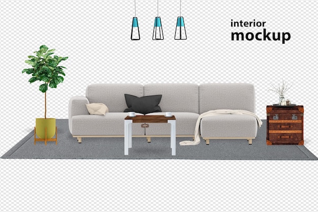 Rendering 3d di mockup di interni eleganti