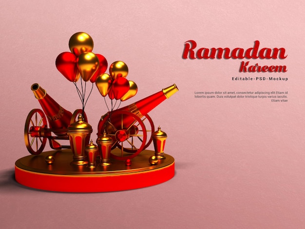 Rendering 3D di mockup di sfondo speciale Ramadan Kareem