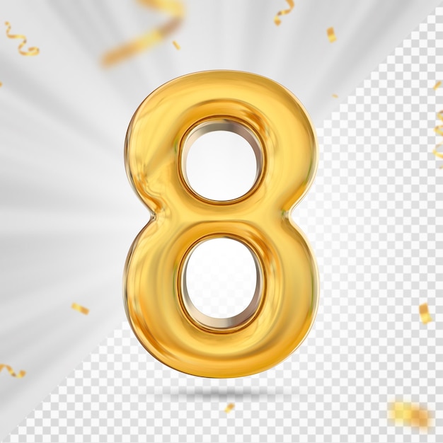 Rendering 3D di numeri d'oro 8