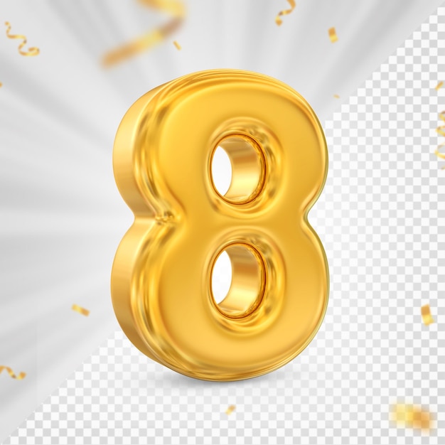Rendering 3D di numeri d'oro 8