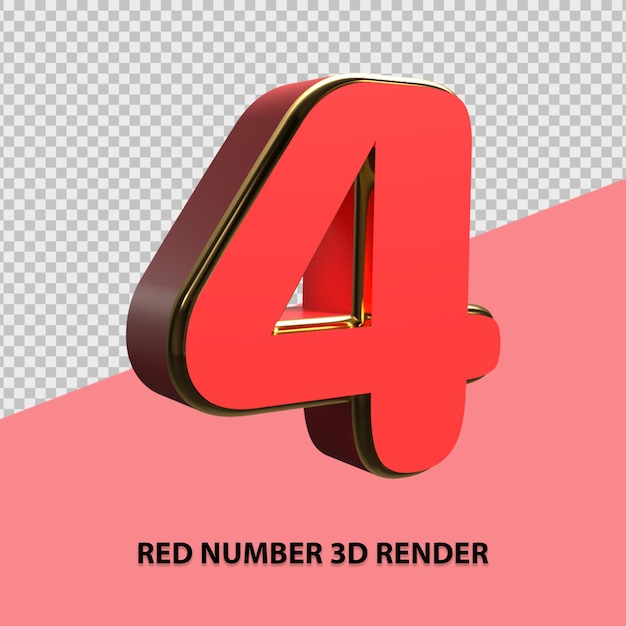 Rendering 3D di numero rosso
