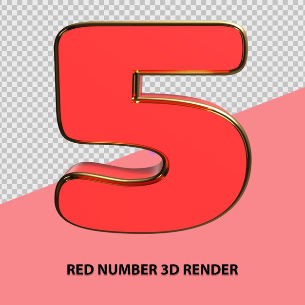 Rendering 3D di numero rosso