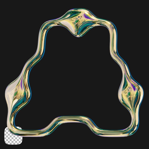 Rendering 3D di oggetti metallici Y2K su sfondo trasparente