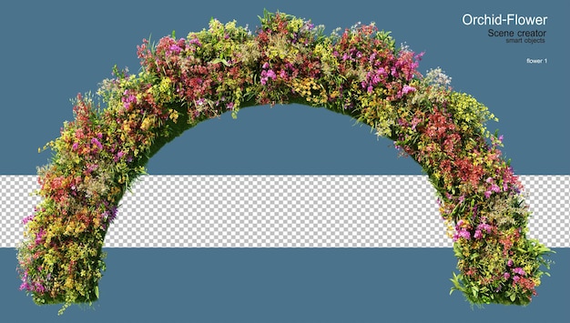 Rendering 3D di orchidee colorate