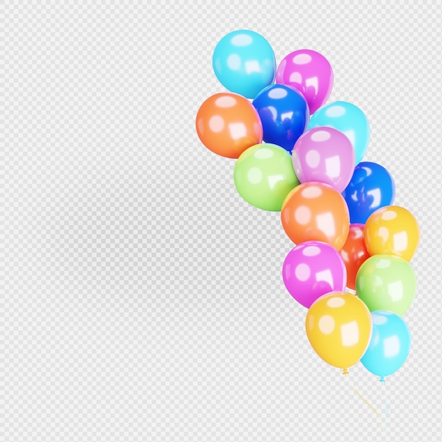 Rendering 3d di palloncini colorati isolati con percorso di ritaglio