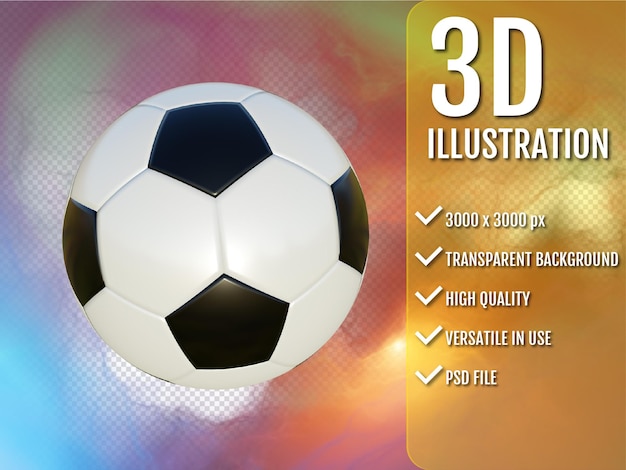 Rendering 3d di pallone da calcio realistico