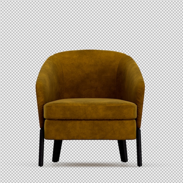 Rendering 3D di poltrona isometrica