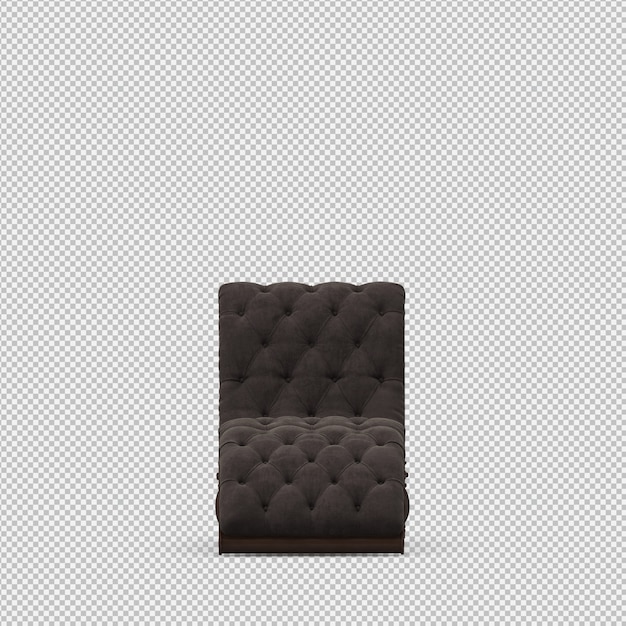 Rendering 3D di poltrona isometrica