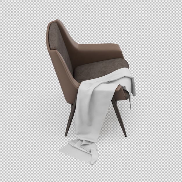 Rendering 3D di poltrona isometrica