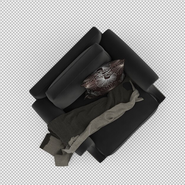 Rendering 3D di poltrona isometrica