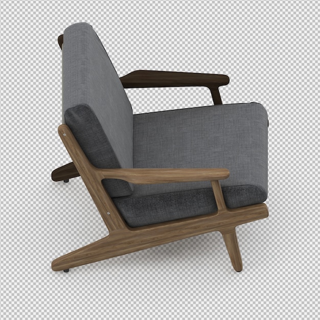 Rendering 3D di poltrona isometrica