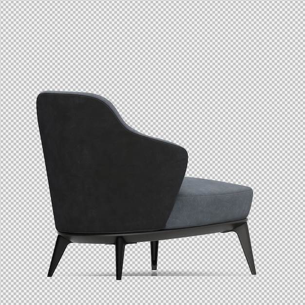 Rendering 3D di poltrona isometrica