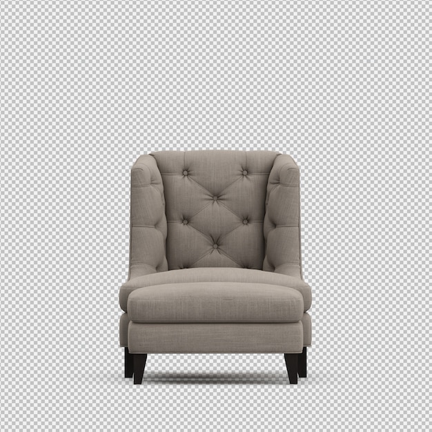Rendering 3D di poltrona isometrica