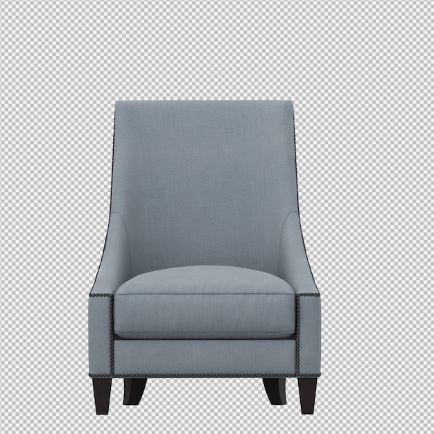 Rendering 3D di poltrona isometrica