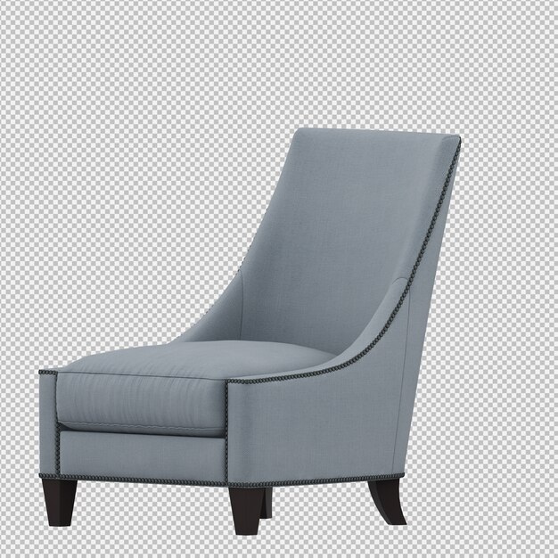 Rendering 3D di poltrona isometrica