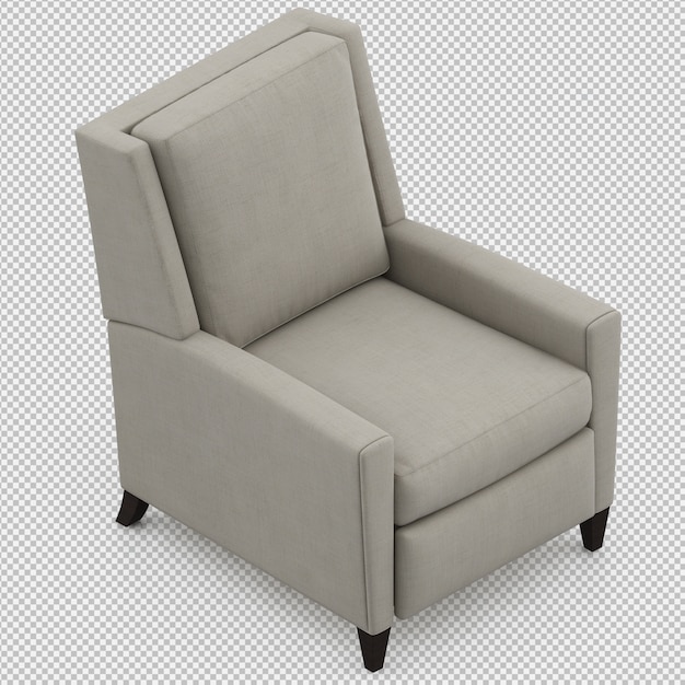 Rendering 3D di poltrona isometrica