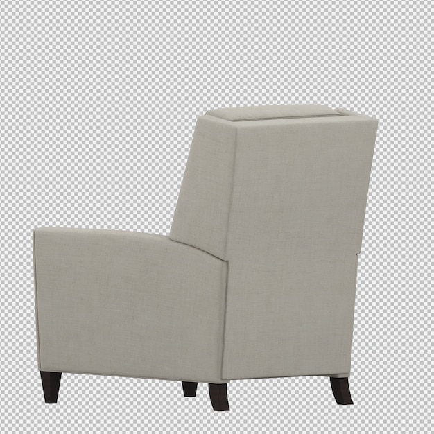 Rendering 3D di poltrona isometrica