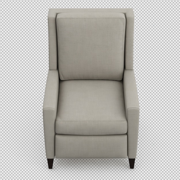 Rendering 3D di poltrona isometrica