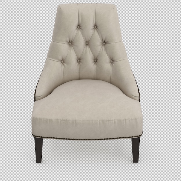 Rendering 3D di poltrona isometrica