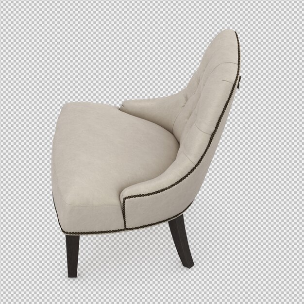 Rendering 3D di poltrona isometrica