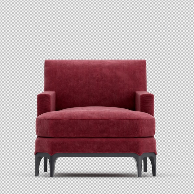 Rendering 3D di poltrona isometrica