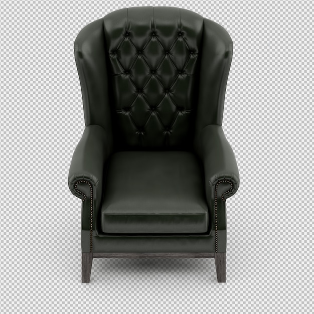 Rendering 3D di poltrona isometrica