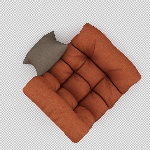 Rendering 3D di poltrona isometrica