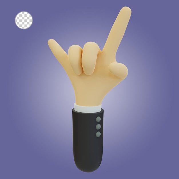 Rendering 3D di Rock On Gesture
