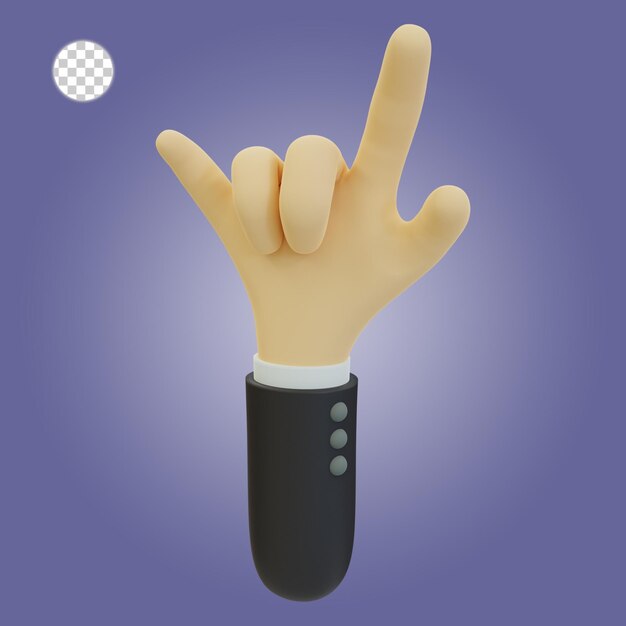 Rendering 3D di Rock On Gesture
