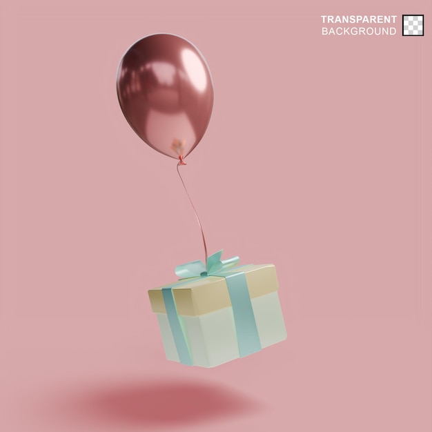 Rendering 3D di scatole regalo e palloncini