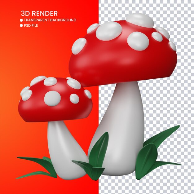 Rendering 3d di simpatico fungo